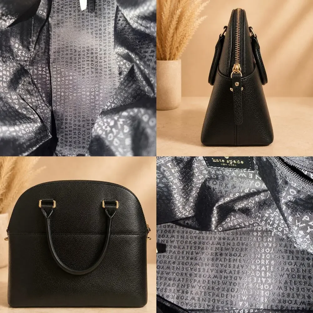 Kate Spade New York Black Pebbled Leather Dome Satchel Top Handle - Picture 5 of 6